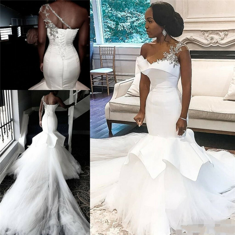one shoulder wedding dress plus size
